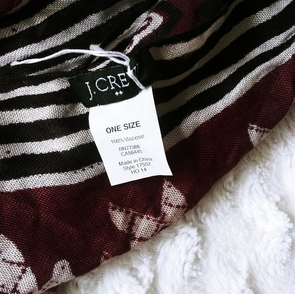 J.Crew striped black/white/maroon scarf lightweigh - Picture 7 of 8